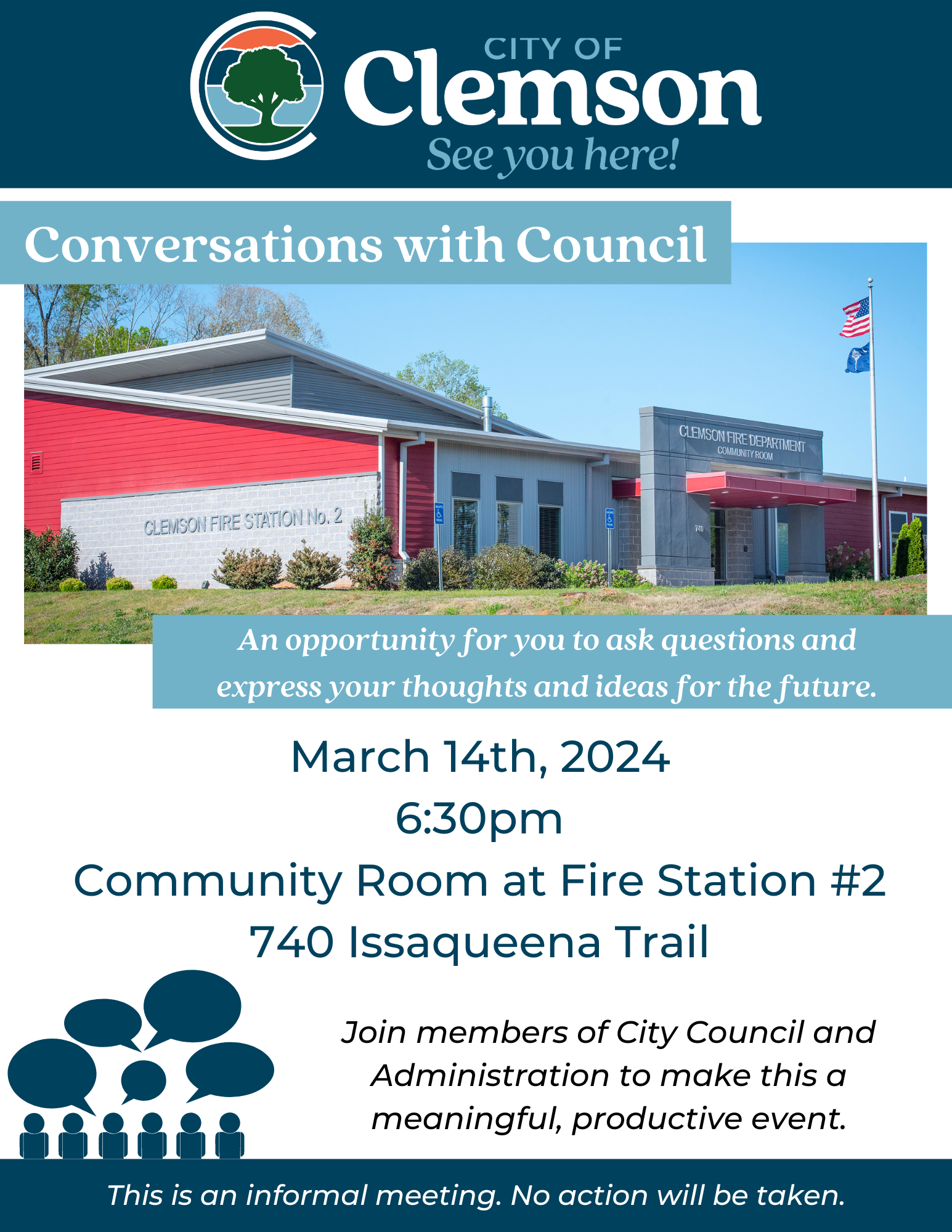 March 14th 6:30pm at Fire Station Community Room